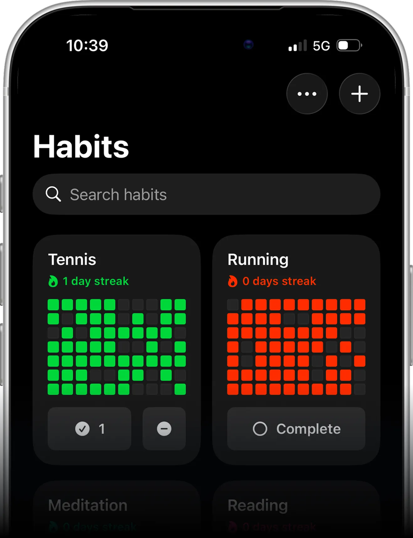 Completer habit tracker iOS app mockup showing how to track daily habits